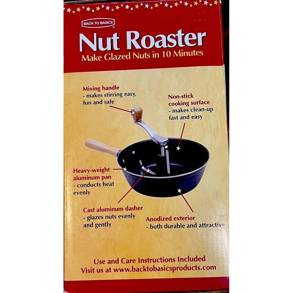 Back to Basics Nut Roaster Stovetop Glazed Nut Maker In Original Box w/Recipes